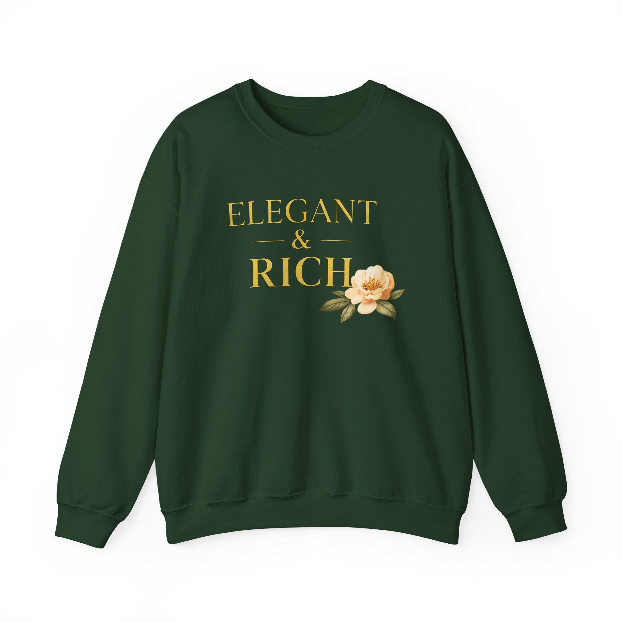 Crewneck Sweatshirt — "Elegant & Rich" Floral Graphic