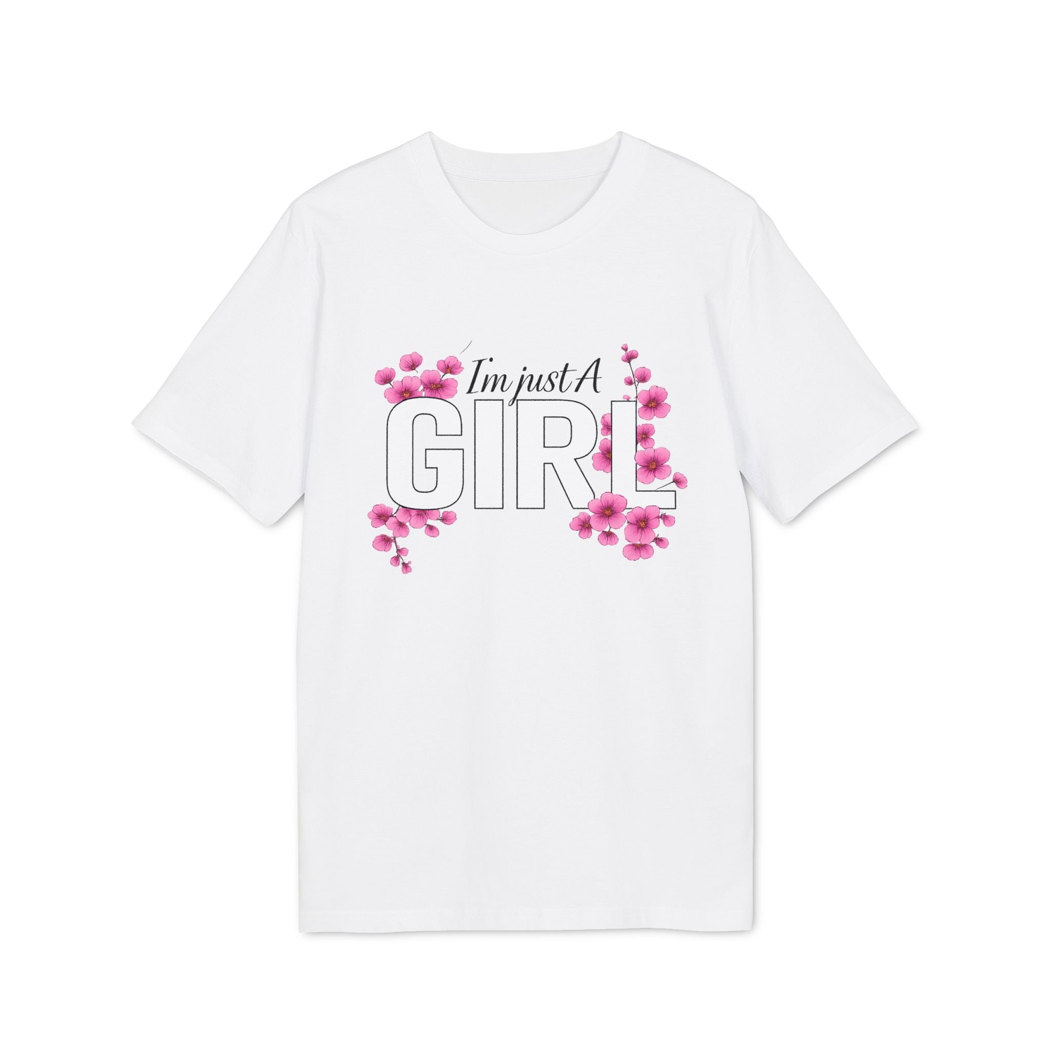 I'm Just a Girl Floral T-Shirt — Feminine Pink Flower Graphic Tee