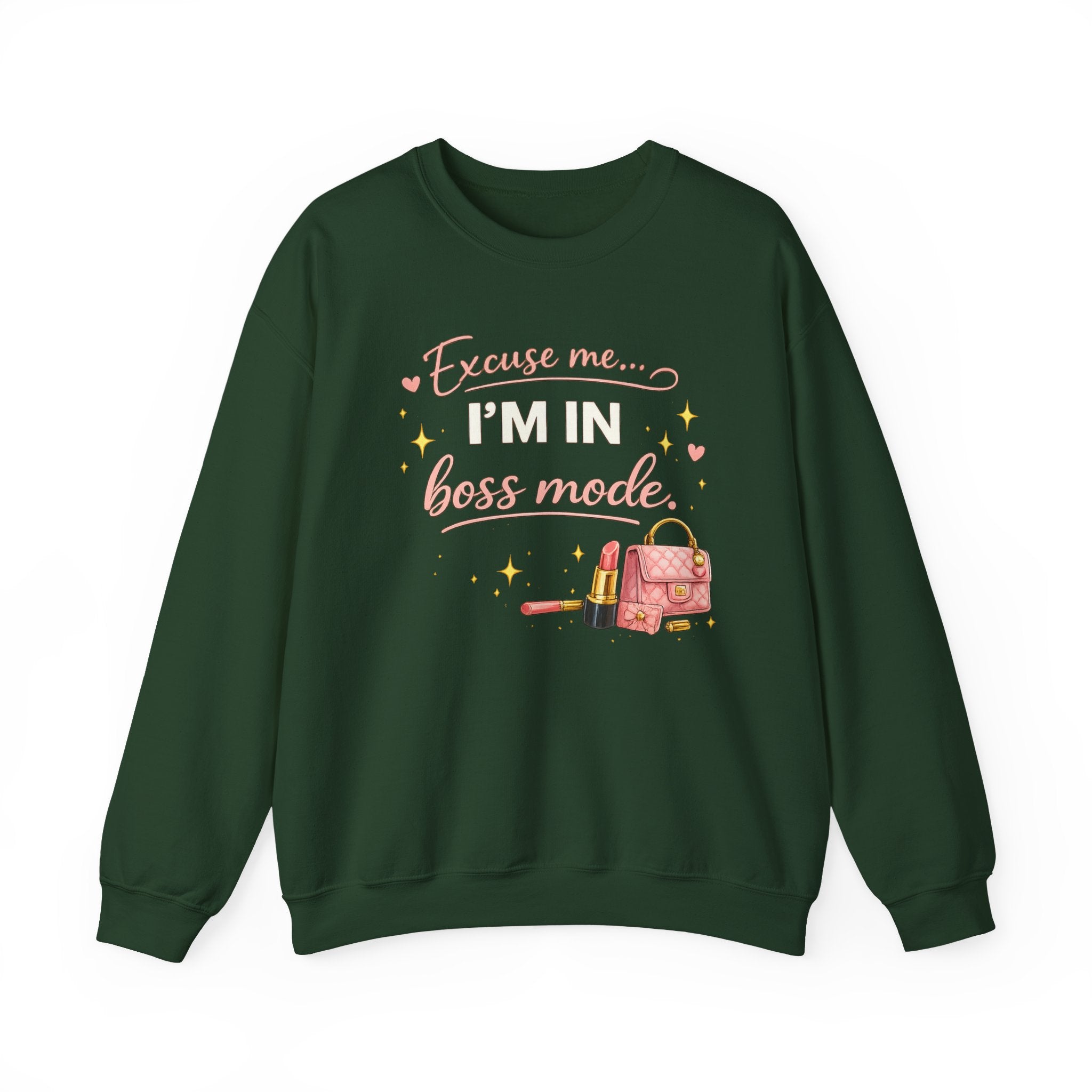 Boss Mode Crewneck Sweatshirt — "Excuse me... I'm in boss mode" Inspirational Graphic Sweatshirt