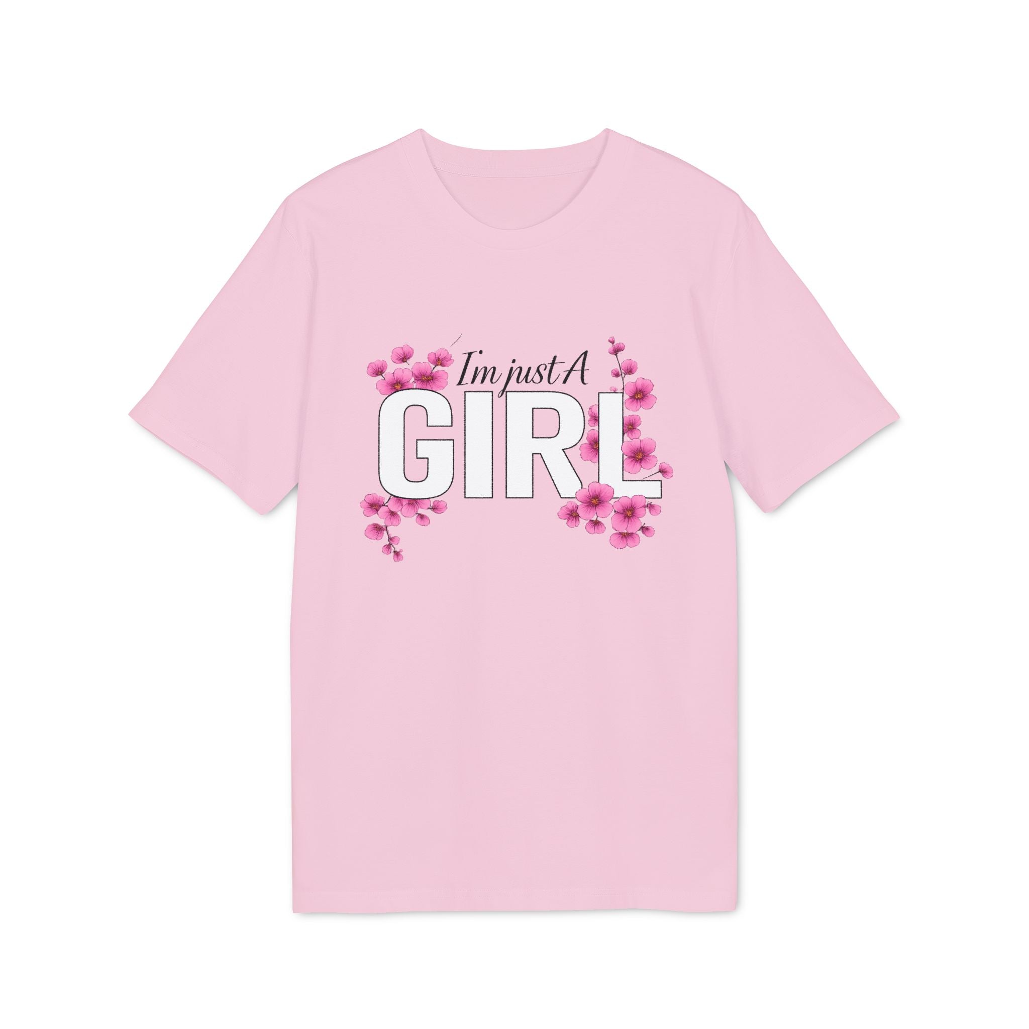 I'm Just a Girl Floral T-Shirt — Feminine Pink Flower Graphic Tee