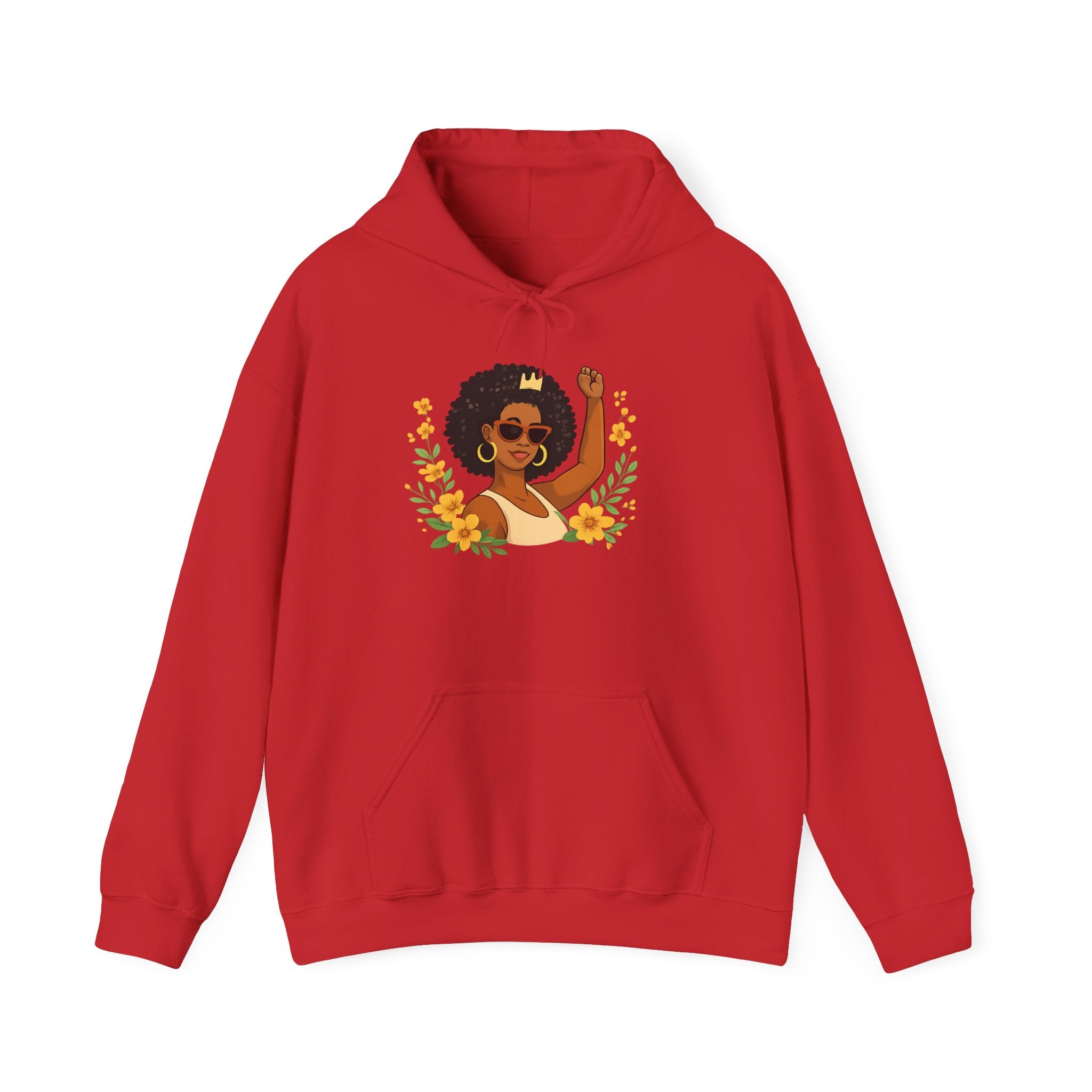 Black Girl Magic Hoodie — Afro Woman Crowned with Sunflowers Sweatshirt