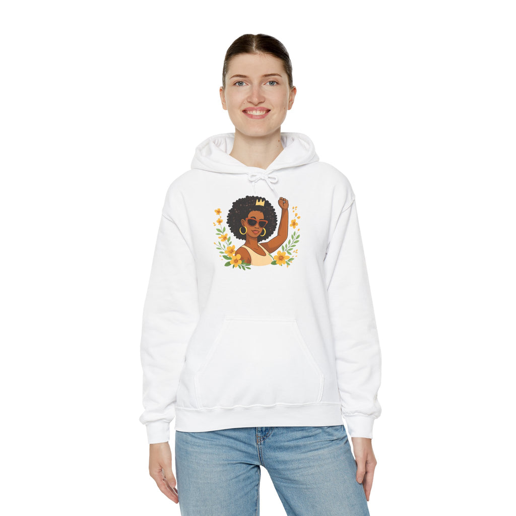 Black Girl Magic Hoodie — Afro Woman Crowned with Sunflowers Sweatshirt