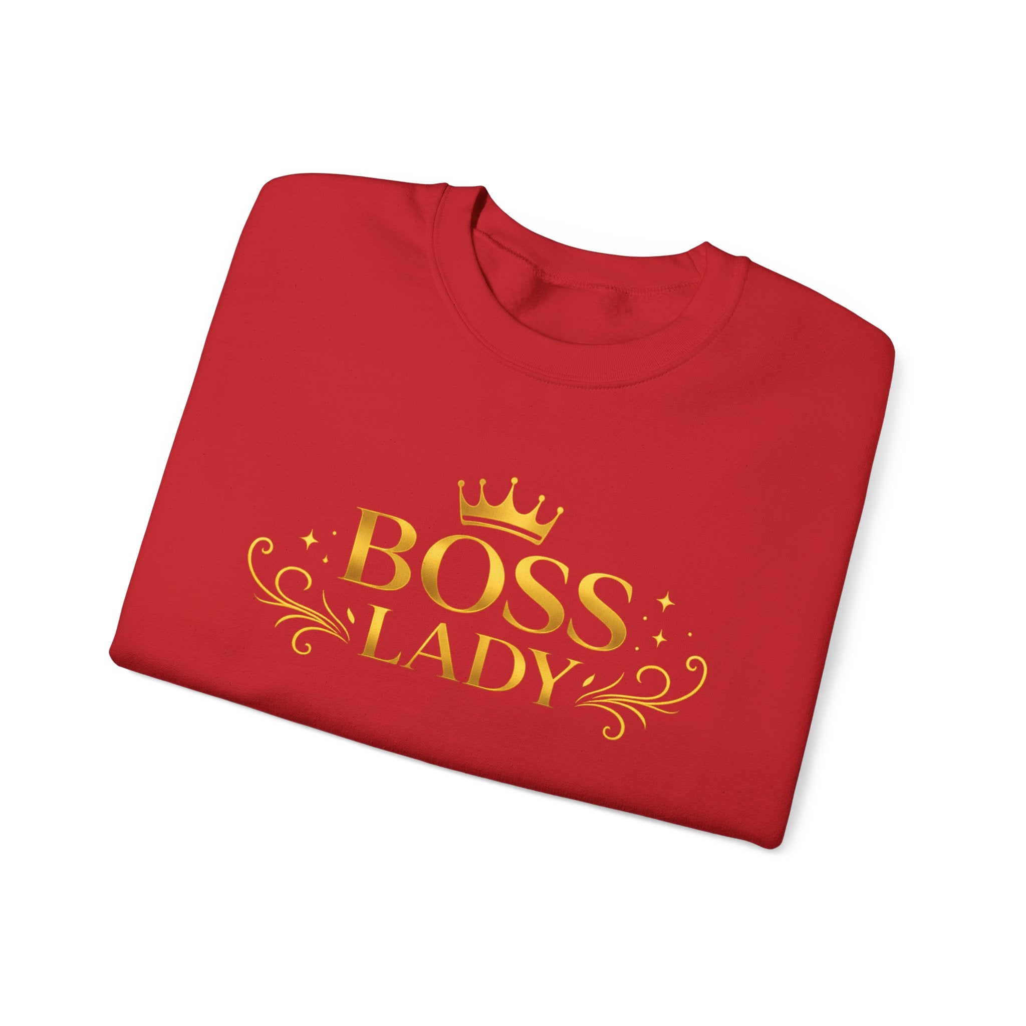 Boss Lady Sweatshirt – Gold Crown Women’s Crewneck, Empowerment Gift for Bosses & Leaders