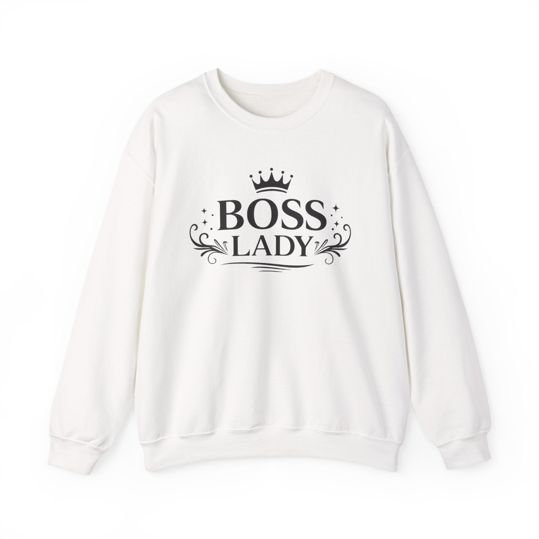 Boss Lady Sweatshirt – Gold Crown Women’s Crewneck, Empowerment Gift for Bosses & Leaders