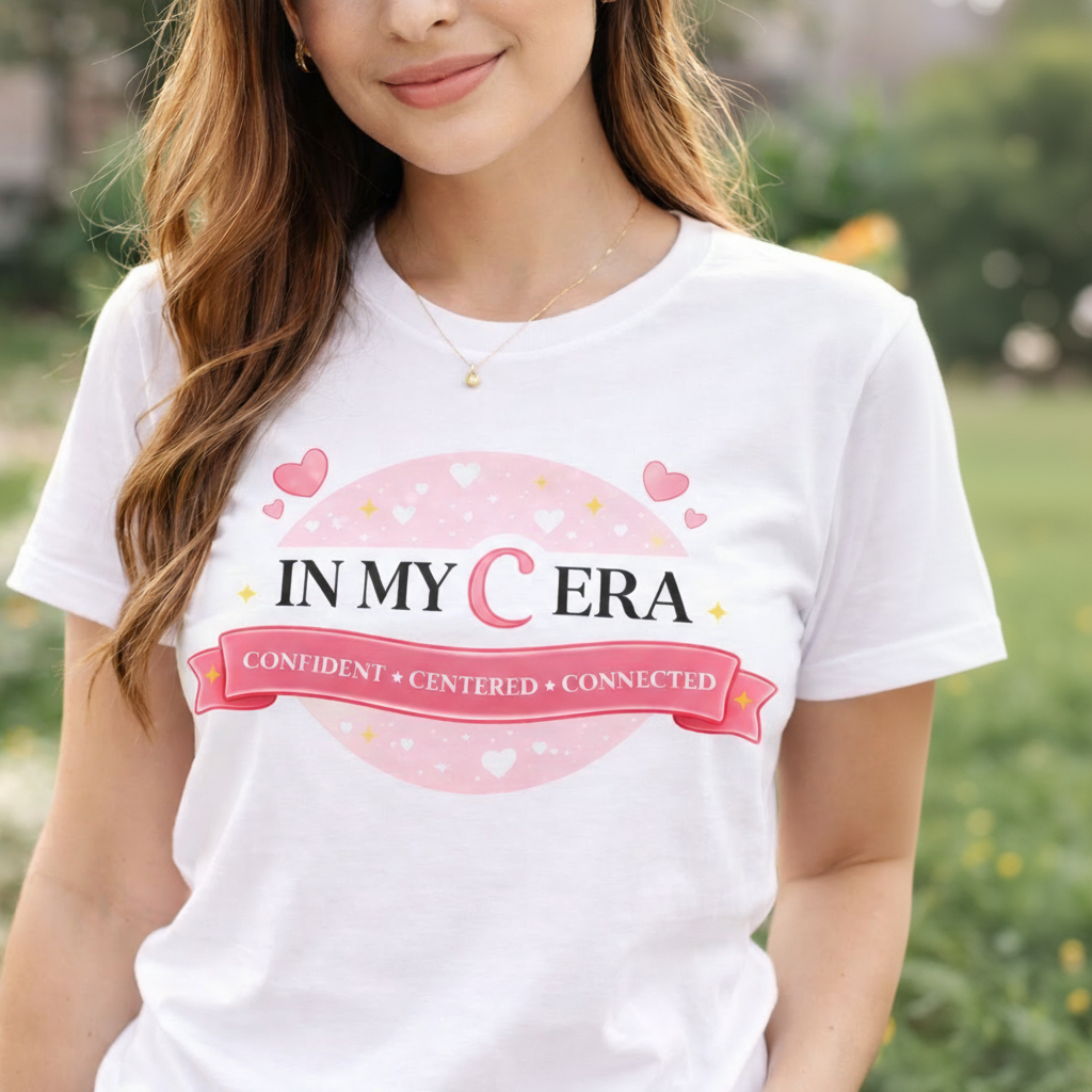 In My Cera Pink Badge Tee — Confident • Centered • Connected