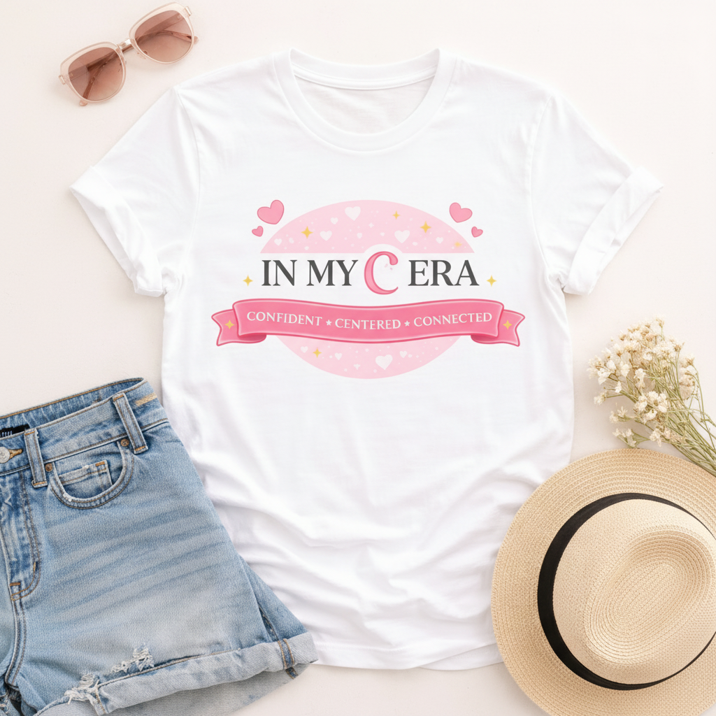 In My Cera Pink Badge Tee — Confident • Centered • Connected