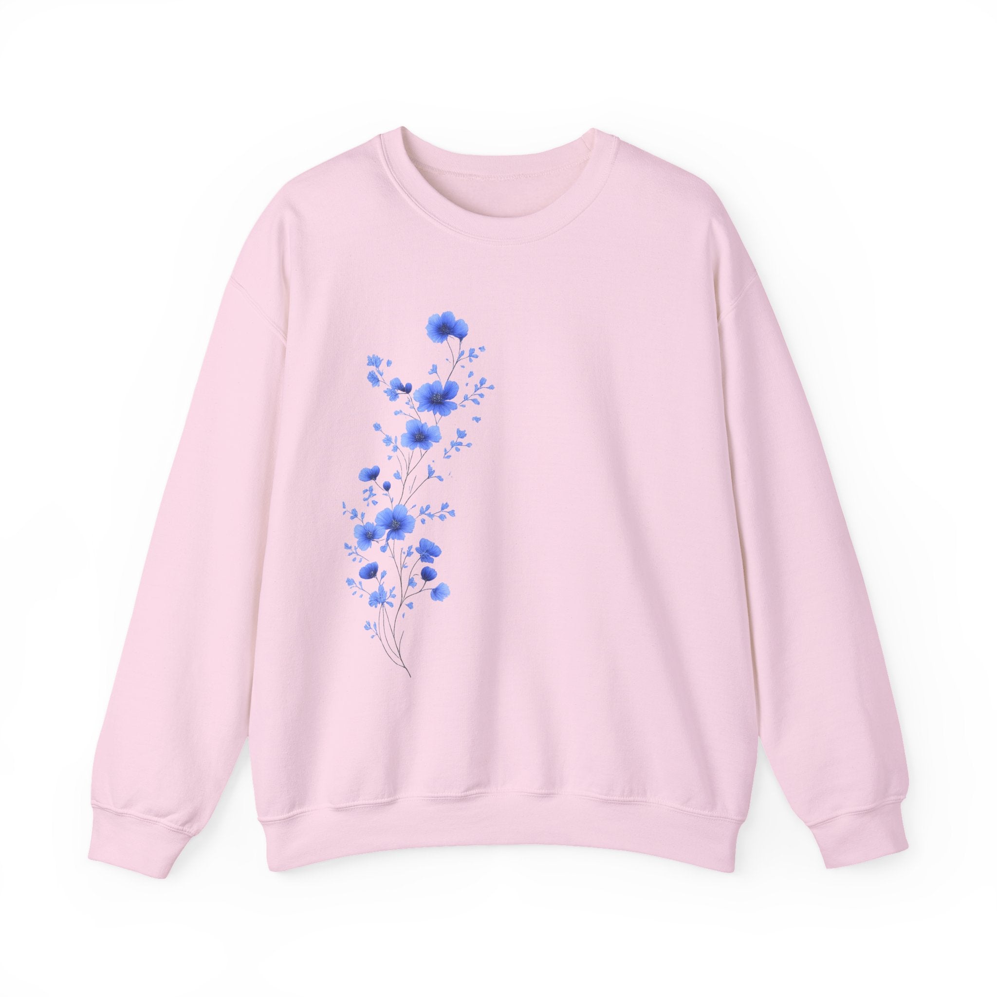 Floral Watercolor Sweatshirt – Blue Blossom Crewneck
