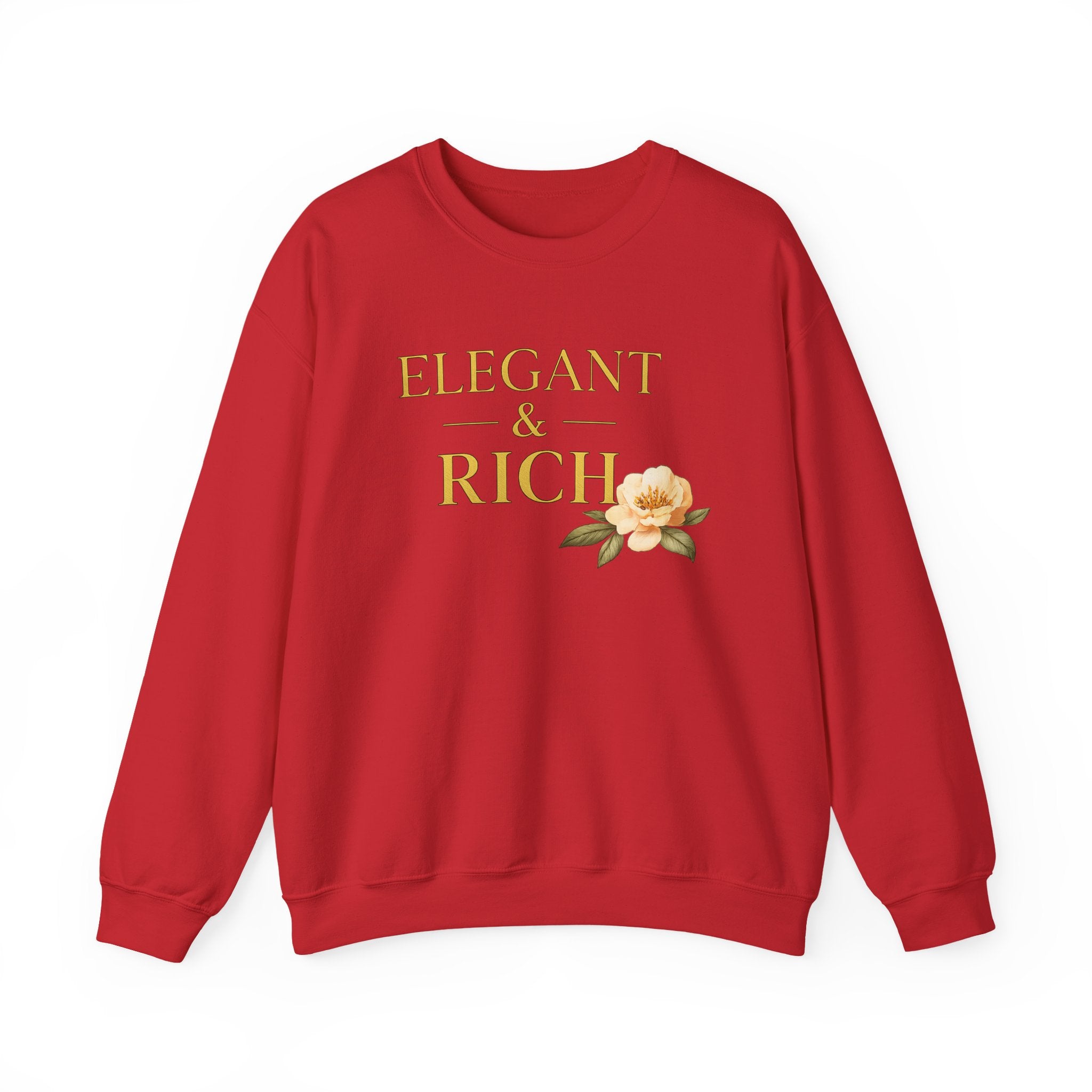 Crewneck Sweatshirt — "Elegant & Rich" Floral Graphic