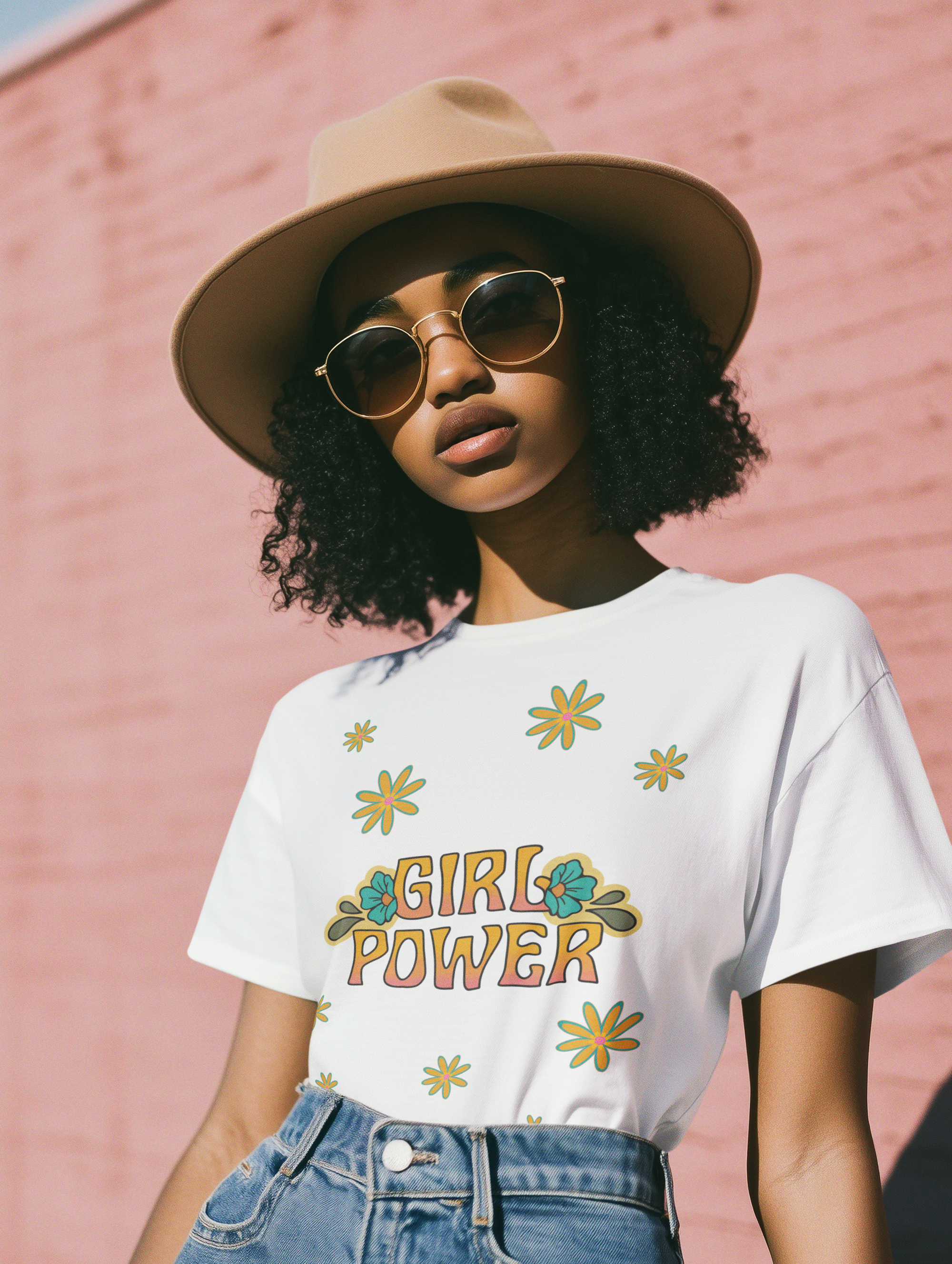 Girl Power T-Shirt — Retro Floral Feminist Tee