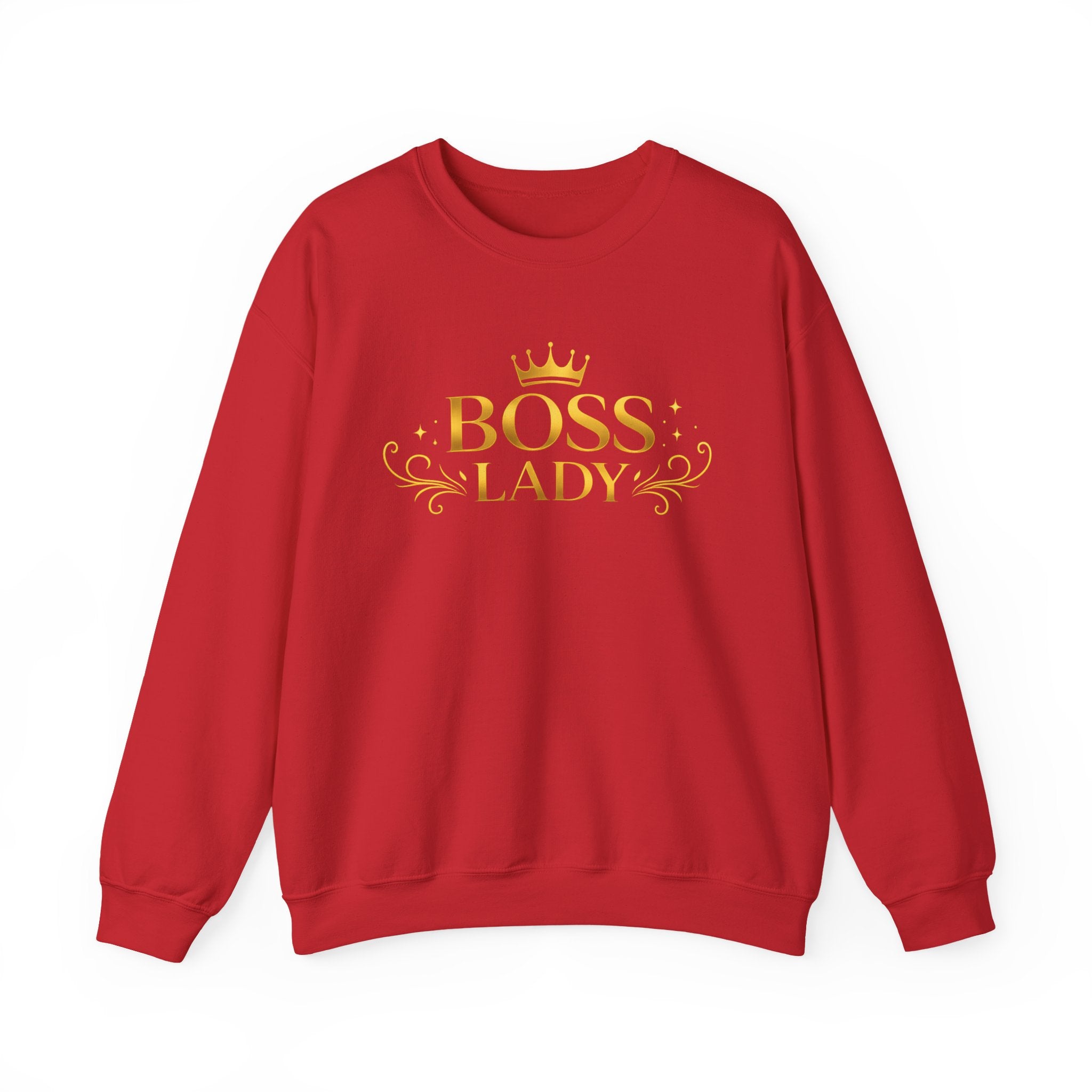 Boss Lady Sweatshirt – Gold Crown Women’s Crewneck, Empowerment Gift for Bosses & Leaders