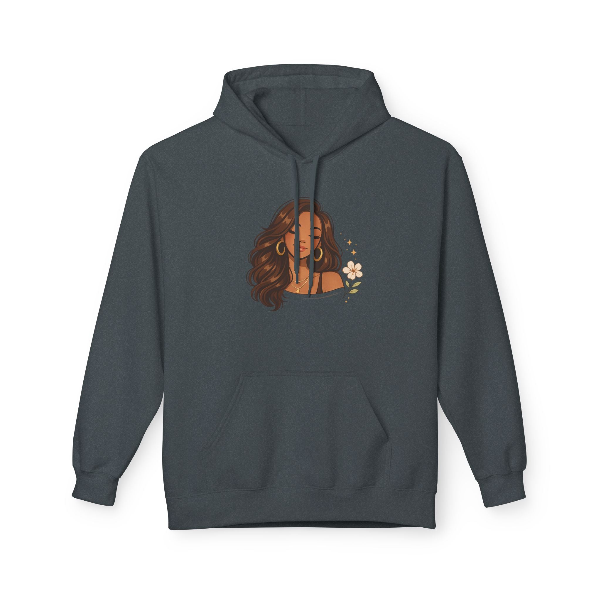 Hoodie — Floral Afro Woman Illustration Cozy Pullover