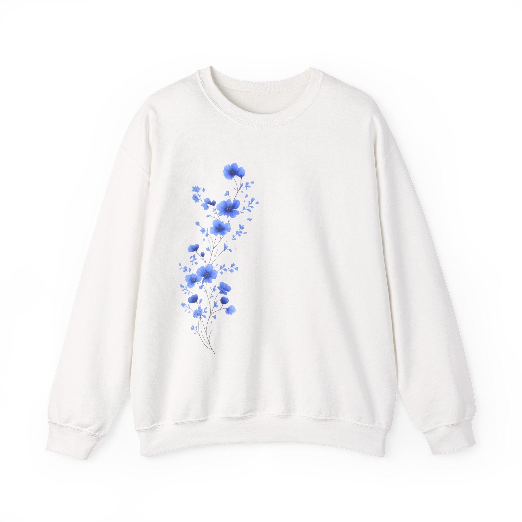 Floral Watercolor Sweatshirt – Blue Blossom Crewneck