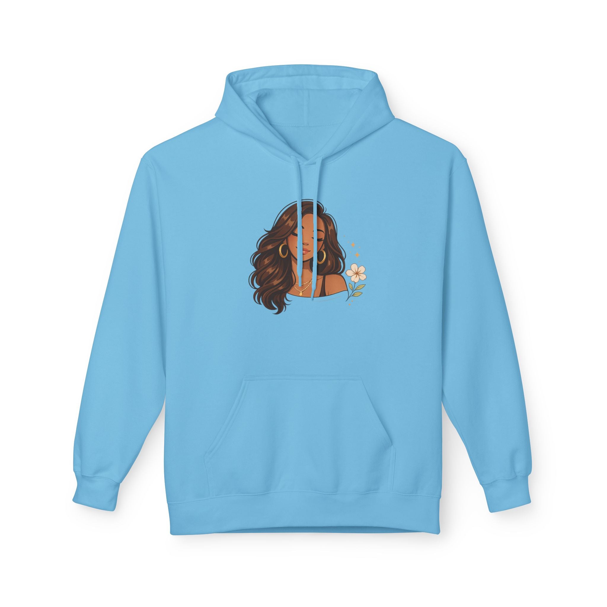 Hoodie — Floral Afro Woman Illustration Cozy Pullover