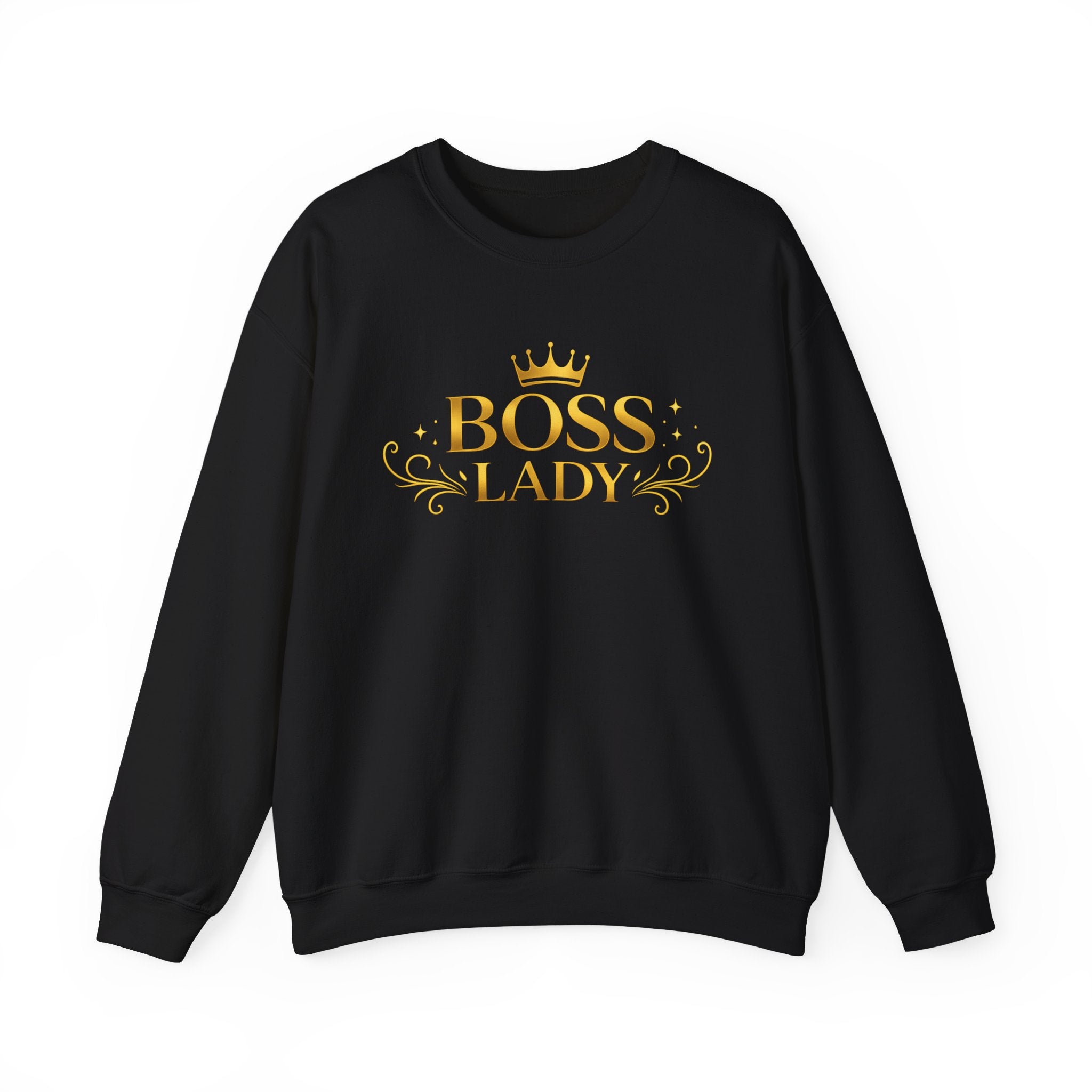 Boss Lady Sweatshirt – Gold Crown Women’s Crewneck, Empowerment Gift for Bosses & Leaders