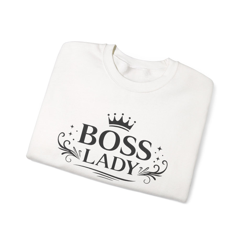 Boss Lady Sweatshirt – Gold Crown Women’s Crewneck, Empowerment Gift for Bosses & Leaders