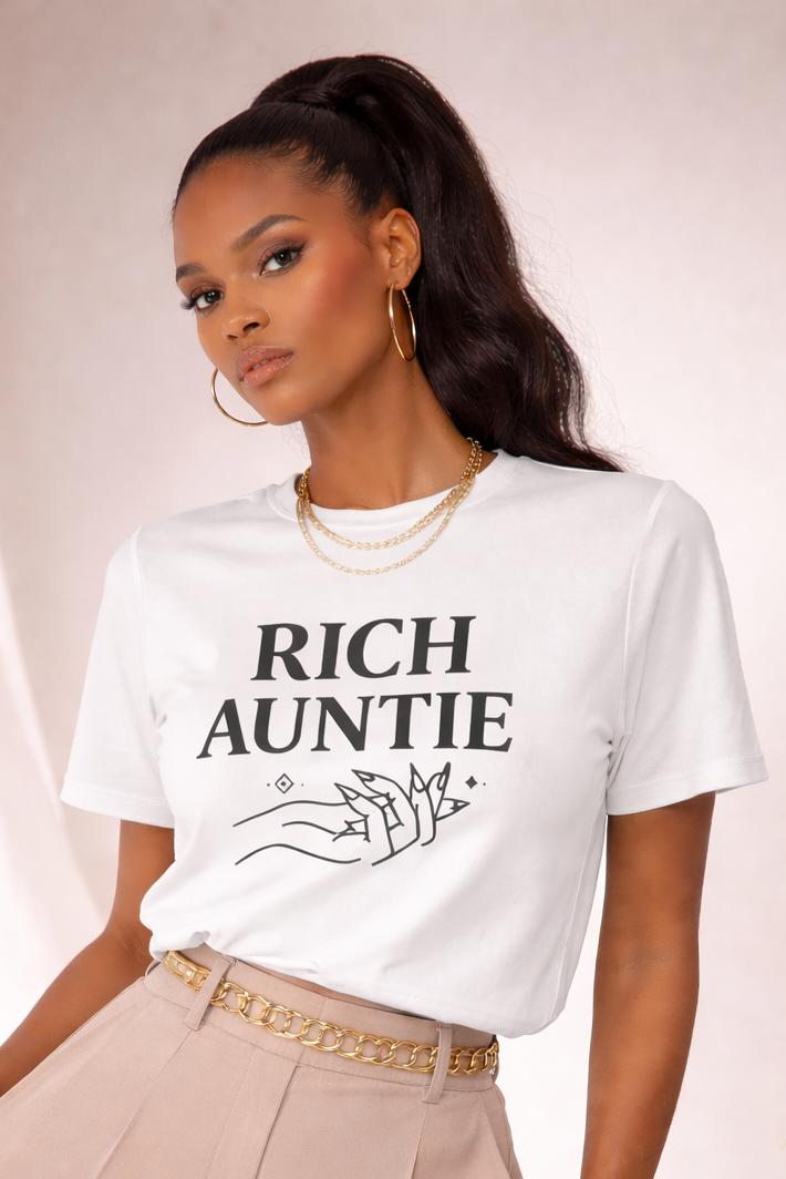 Rich Auntie T-Shirt — Graphic 'Rich Auntie' Tee for Stylish Women & Gift
