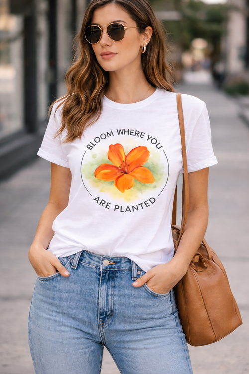 Bloom Where You’re Planted T-Shirt — Floral Inspirational Tee
