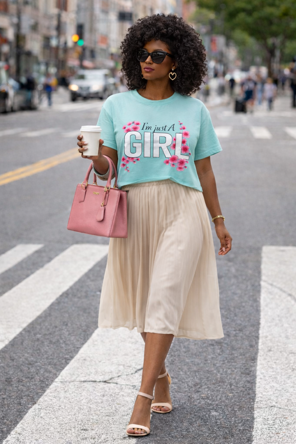 I'm Just A Girl Floral Boxy Tee — Cute Feminine Graphic T-Shirt