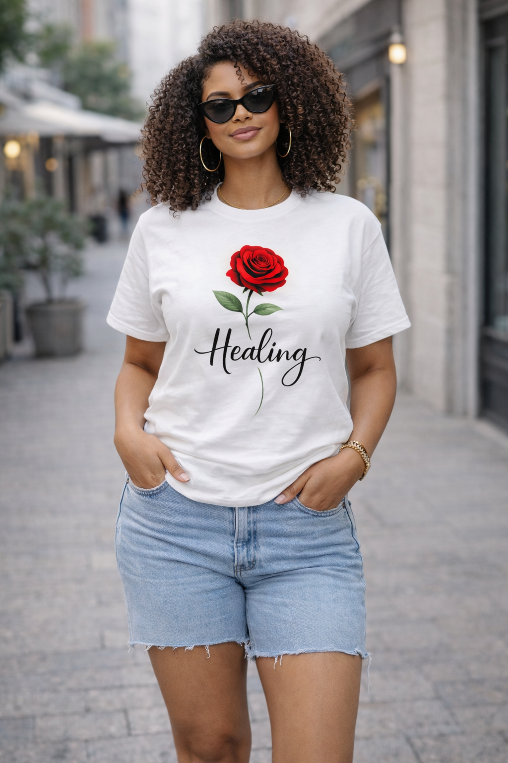 Healing Rose T-Shirt — Floral Inspirational Tee
